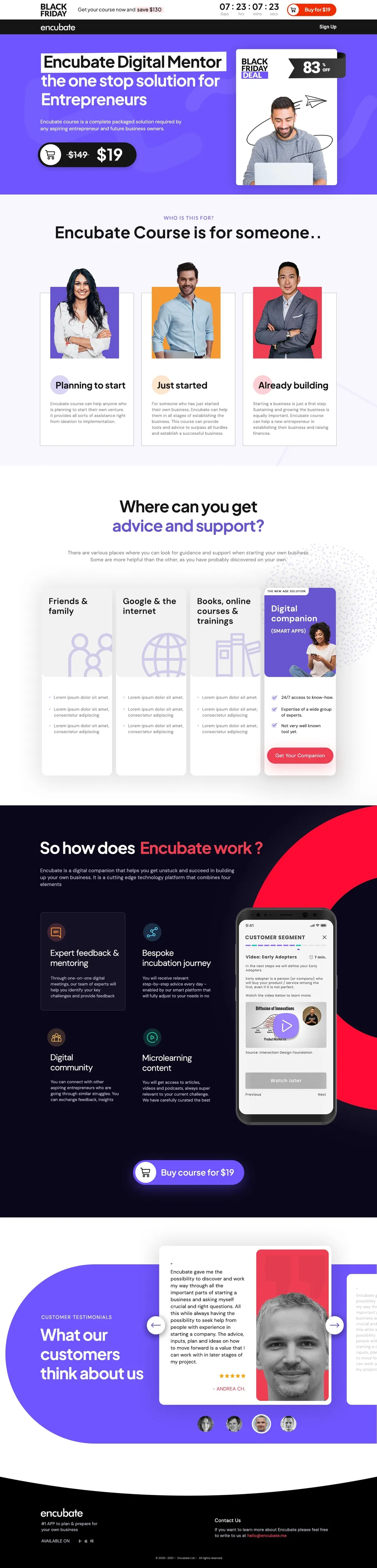 Black Friday deal landing page, full length.